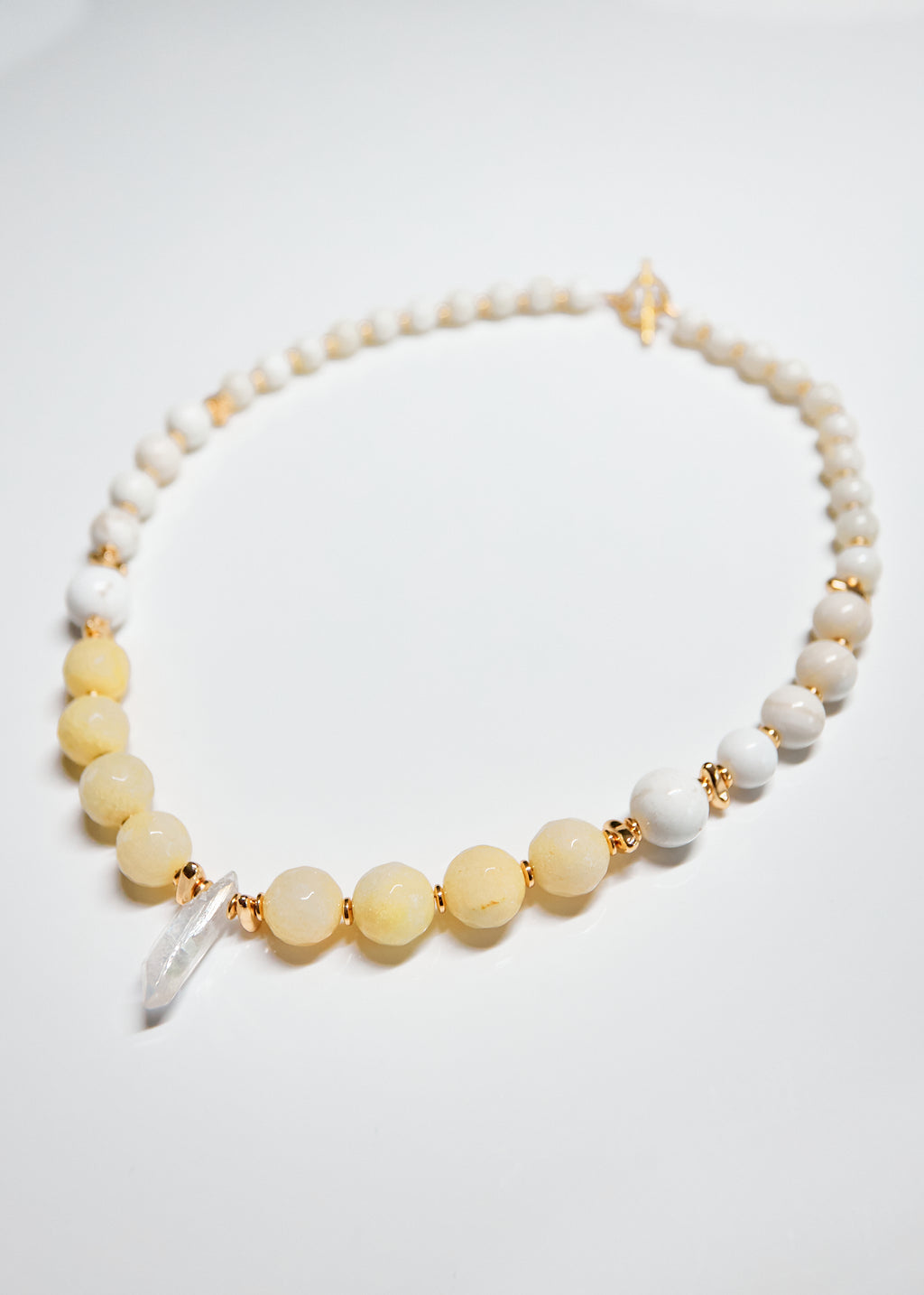 Jutrzenka — naszyjnik z kamieni naturalnych · Muszla Kalcyt Kwarc Aura Hematyt